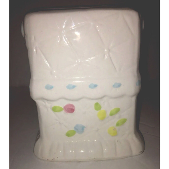 VTG My-Neil Ceramic Baby Cradle Planter Pastel Blue Bow Bassinet Nursery Unisex - Picture 4 of 7